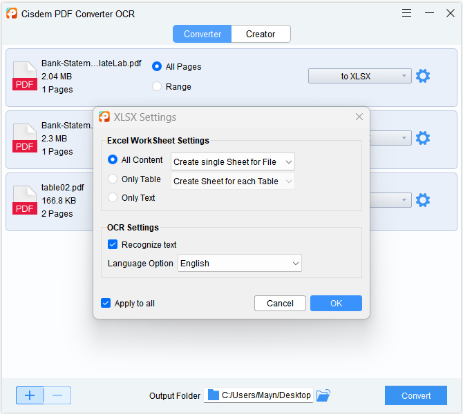 Screenshot of Cisdem PDF converter