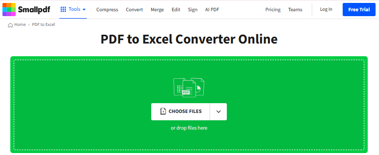 Screenshot of Smallpdf site