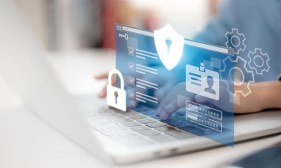 A woman is using secure comms
