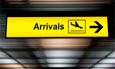 Airport arrivals sign