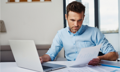 Businessman working on company's finances