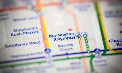 Kensington Olympia metro station on a map