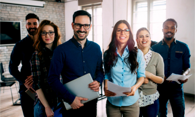 Happy employees in an office