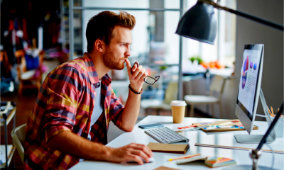 A freelance designer works on a project