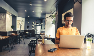 Person working in a cafe