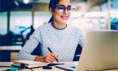 A woman successfully completes an online training course