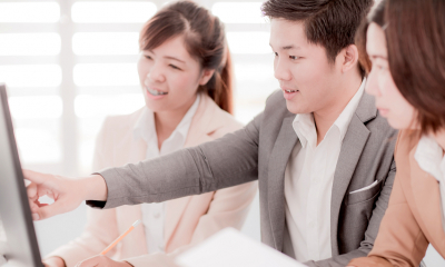 Managing your cash flow Business people performing cash flow analysis