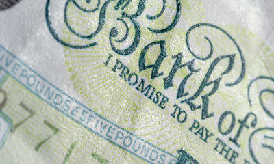 Close up of a five pound note