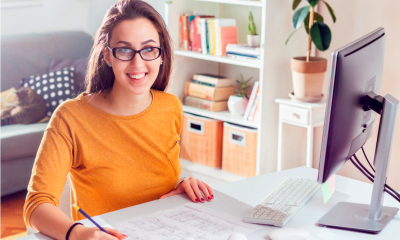 Self-employed sole trader managing her expenses and business records