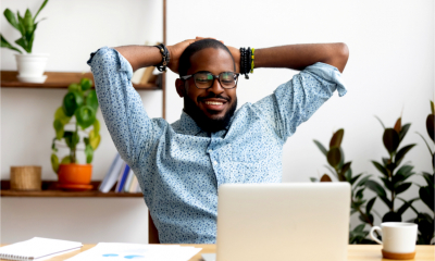 Self-employed man working out his taxes