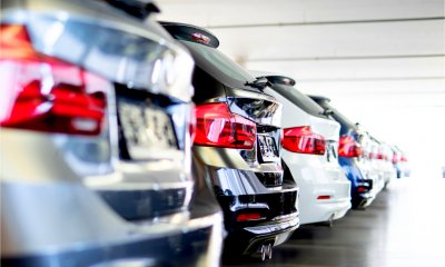 Company cars parked in a row