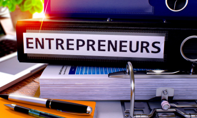 Folder on a desk labelled Entrepreneurs