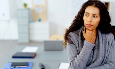 A female employee considers what matters the most at work